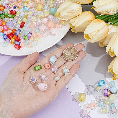 420Pcs 9 Styles Transparent Acrylic Beads TACR-PA0001-33-1
