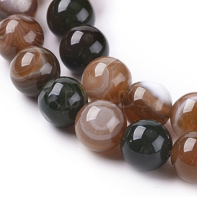 Natural Striped Agate/Banded Agate Beads Strands X-G-G582-8mm-41-1