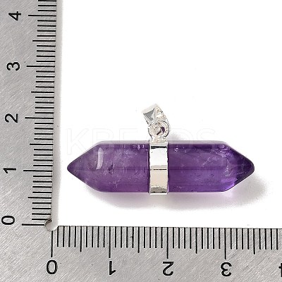 Natural Amethyst Double Terminal Pointed Pendants G-NH0001-15P-10-1