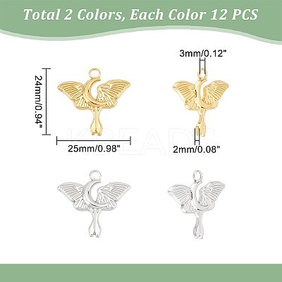 12Pcs 2 Colors Ion Plating(IP) 304 Stainless Steel Pendants STAS-UN0045-04-1