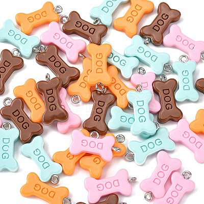 40Pcs 4 Colors Opaque Resin Pendants RESI-CJ0002-29-1