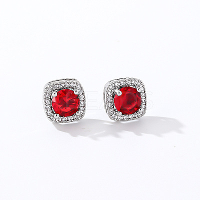 Elegant Zircon Square Stud Earrings for Women TY1635-9-1