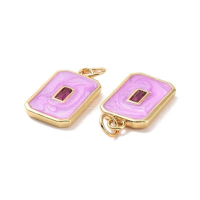 Rectangle Brass Micro Pave Cubic Zirconia Pendants KK-G435-05G-1