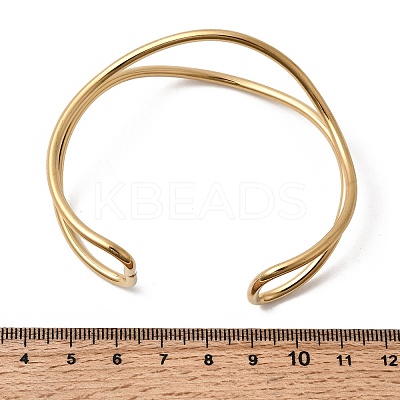 304 Stainless Steel Cuff Bangles for Women BJEW-Z150-01G-02-1