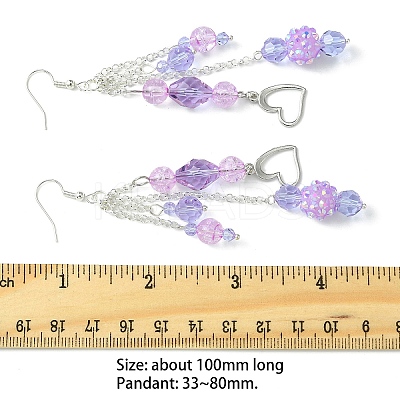 Brass Heart Dangle Earrings EJEW-FS00044-1
