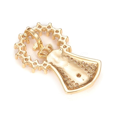 Brass Micro Pave Clear Cubic Zirconia Pendants KK-O126-12G-1