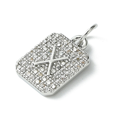 Rack Plating Brass Micro Pave Clear Cubic Zirconia Charms KK-G501-01X-P-1