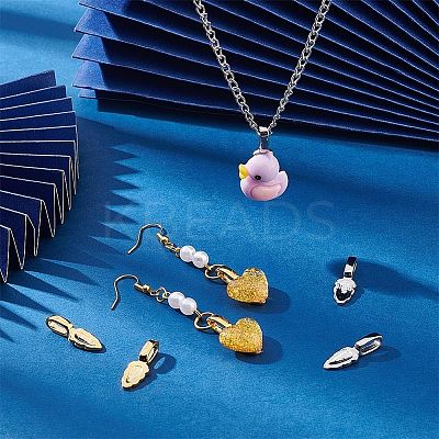 8Pcs 2 Style 304 Stainless Steel Glue-on Flat Pad Pendant Bails STAS-UN0039-95-1