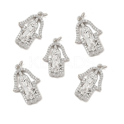 Brass Micro Pave Cubic Zirconia Pendants KK-E068-VB084-1