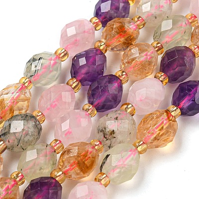 Natural Amethyst & Rose Quartz & Prehnite & Citrine Beads Strands G-N342-53-1