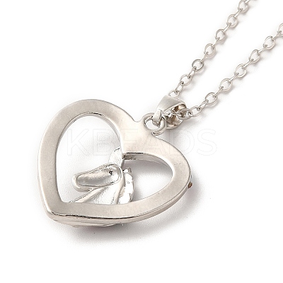 Colorful Rhinestone Heart with Unicorn Pandant Necklace with Cable Chains NJEW-K246-01P-1