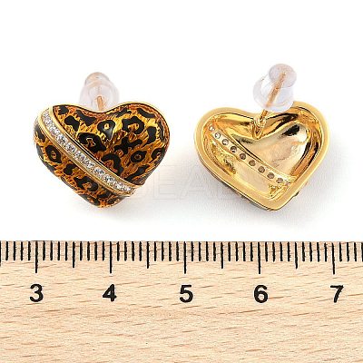 Brass Micro Pave Cubic Zirconia Leopard Stud Earrings EJEW-U055-13A-G-1