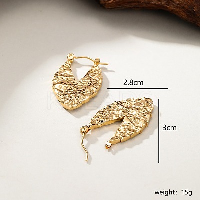304 Stainless Steel Textured Leaf Hoop Earrings for Women LS-DP2797-1-1