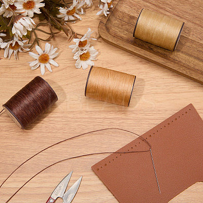 3 Roll 3 Colors Flat Waxed Polyester Thread String YC-CL0001-01A-1