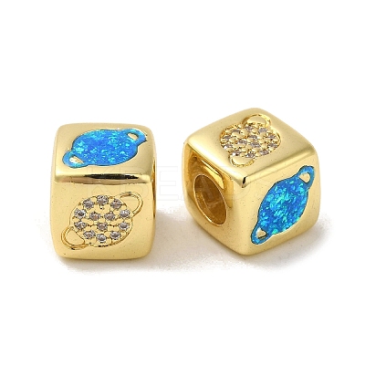 Rack Plating Brass Micro Pave Cubic Zirconia Beads KK-P268-01G-13-1