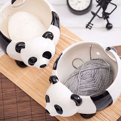 Lovely Panda Shape Handmade Porcelain Yarn Bowl Holder SENE-PW0022-05-1