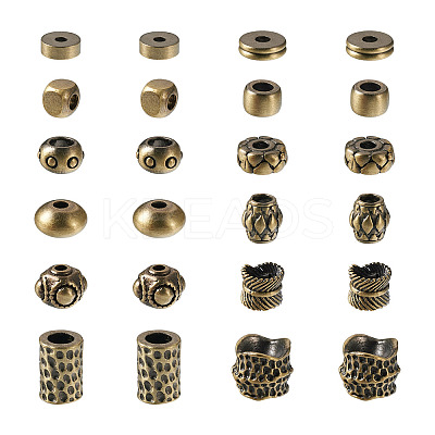 48Pcs 12 Style Tibetan Style Brass Beads KK-KS0001-23-1