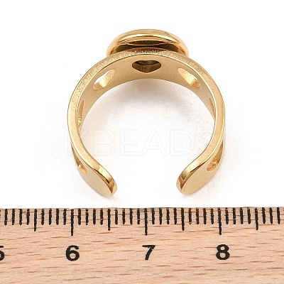 Hollow Heart 304 Stainless Steel Cuff Ring Components SA-CBA82C8-02B-G-1