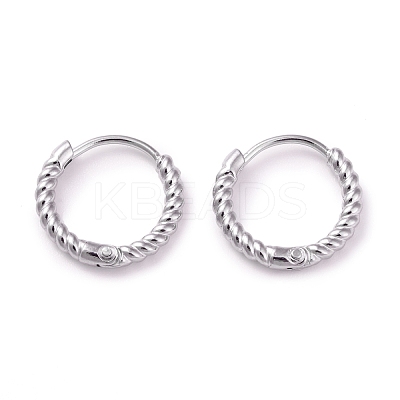 Non-Tarnish 304 Stainless Steel Twist Rope Shape Hoop Earrings for Women EJEW-I278-01B-P-1