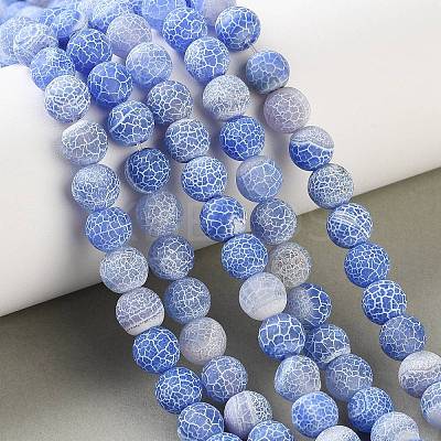Frosted Natural Weathered Agate Beads Strands G-F367-8mm-01-1