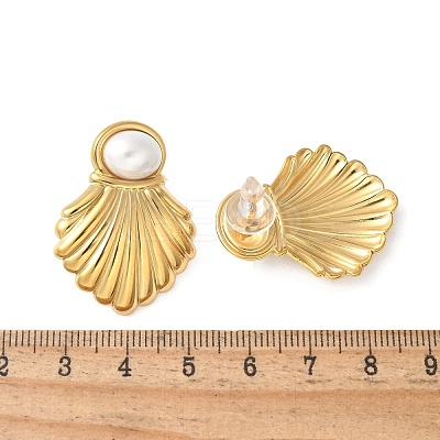 304 Stainless Steel Plastic Pearl Stud Earrings for Women LS-EJEW-Z092-04G-1