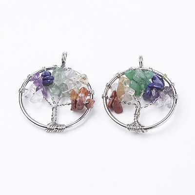 Natural & Synthetic Mixed Stone Pendants G-E419-P-1