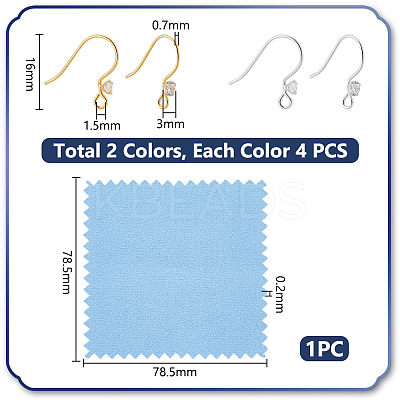 2 Colors 925 Sterling Silver with Clear Cubic Zirconia Earring Hooks STER-UN0001-30-1