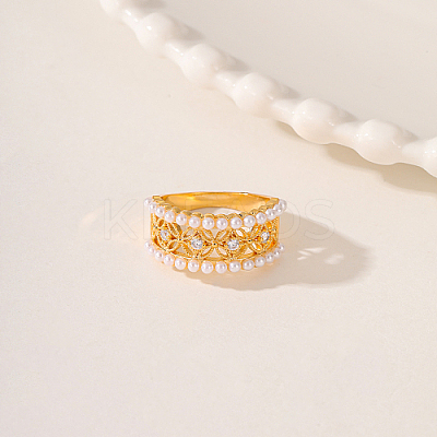 Brass Micro Pave Cubic Zirconia Finger Ring AH5761-4-1