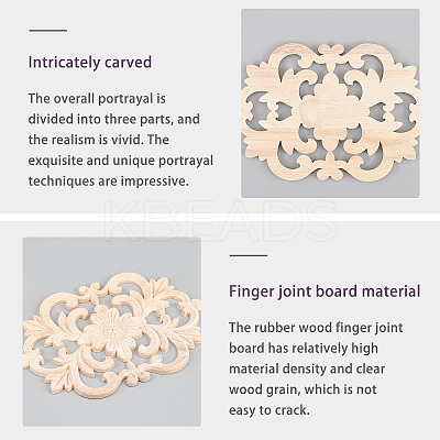 Rubber Wood Carved Onlay Applique Craft AJEW-OC0001-47-1