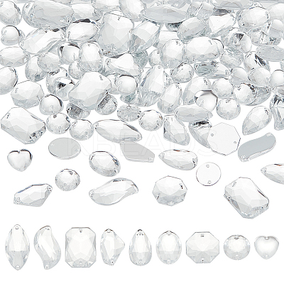 140Pcs 9 Style Teardrop/Octagon/Oval Sew on Rhinestone ACRT-PH0001-14A-1
