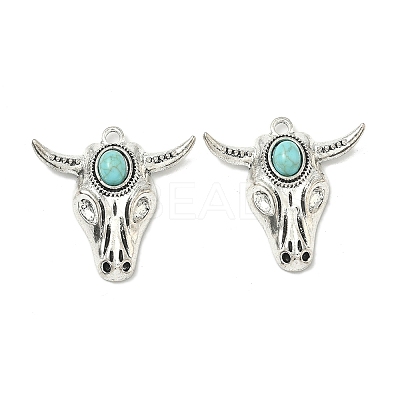 Bohemian Synthetic Turquoise Cattle Pendants FIND-Z112-01AS-06-1