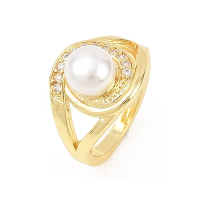 Brass Micro Pave Cubic Zirconia Finger Rings for Women RJEW-D340-02G-06-1