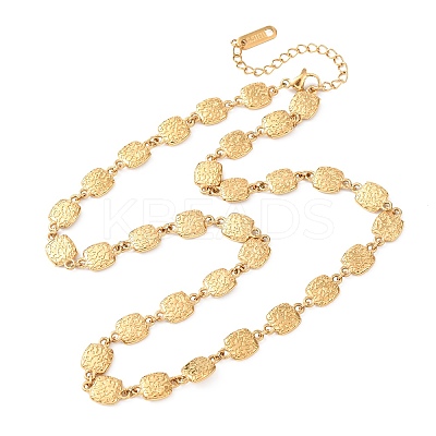 304 Stainless Steel Textured Square Link Chain Necklaces for Women NJEW-K299-02G-1