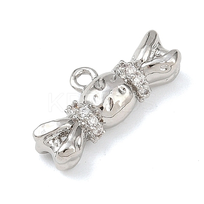 Brass Micro Pave Clear Cubic Zirconia Pendants KK-G545-11P-1