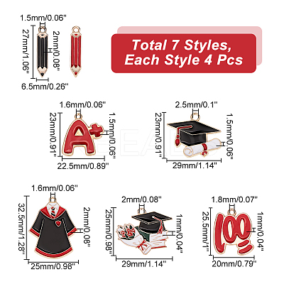28Pcs 7 Style Graduation Theme Alloy Enamel Pendants ENAM-GA0001-06-1