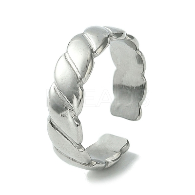 Non-Tarnish 304 Stainless Steel Grooved Open Cuff Ring RJEW-L110-027P-1