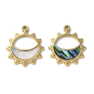 Flower with Lune 304 Stainless Steel Natural Paua Shell/White Shell Pendants Ion Plating(IP) STAS-U037-11G-02-1