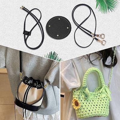 Imitation Leather Bag Bottoms & Purse Strap & Drawstring for Bucket Bag Set AJEW-CL0001-73B-1