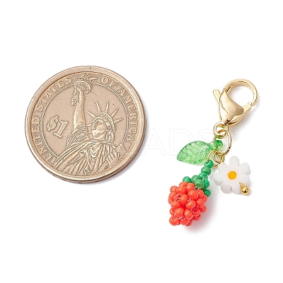 Sunflower Bud Acrylic Glass Seed Beaded Pendant Decorations HJEW-MZ00229-1