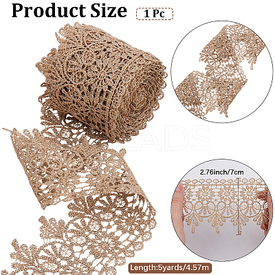 5 Yards Polyester Embroidery Lace Trim Ribbon OCOR-CY0001-23B-1