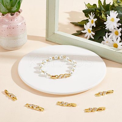 10Pcs Rack Plating Brass Clear Cubic Zirconia Watch Band Clasps KK-SC0003-11G-1