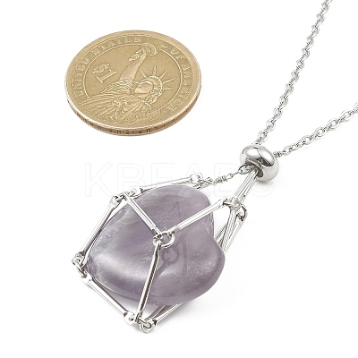 Brass Pouch Necklace Making for Gemstone Nugget NJEW-JN04369-01-1