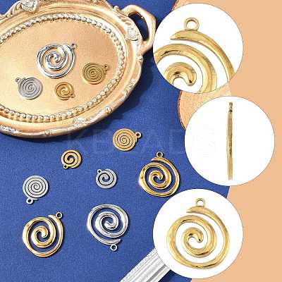 12Pcs 6 Styles 304 Stainless Steel Charms STAS-FS0001-97-1