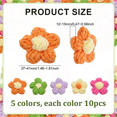 50Pcs 5 Colors Handmade Cotton Knitting Ornament Accessories DIY-ME0001-44B-1