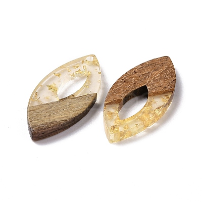 Transparent Resin & Walnut Wood Pendants RESI-N025-047A-01-1