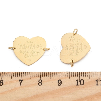 304 Stainless Steel Heart with Word MAMA Connector Charms STAS-P396-03C-G-1