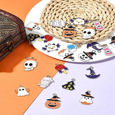 26Pcs 13 Styles Halloween Theme Alloy Enamel Pendants ENAM-FS0002-08-1