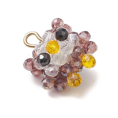 Faceted Round Natural Black Spinel and Glass Beaded Animal Pendants PALLOY-MZ01178-1