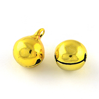 PVD Vacuum Plating Brass Bell Charms Pendants X-KKB-R002-6mm-07-1