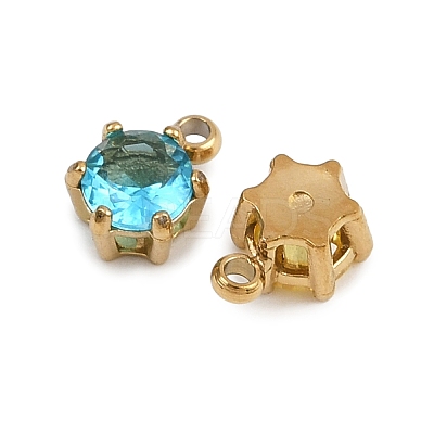 12Pcs 304 Stainless Steel with Cubic Zirconia Charms STAS-G359-03G-1